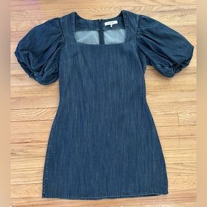 FRAME denim women’s square neck puff sleeve mini dress - size small